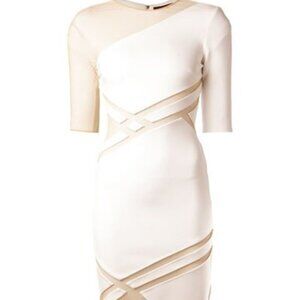 David Koma, SS15 | Sheer Cross Striped Dress | Size: UK 10, US: 6